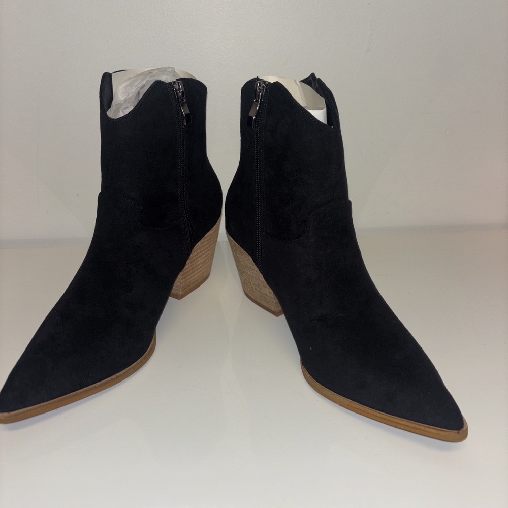 Beast Fashion Womens Black Fringe Ankle Boots Pointed Toe Block Heel Sz 8.5 NEW - Picture 5 of 9